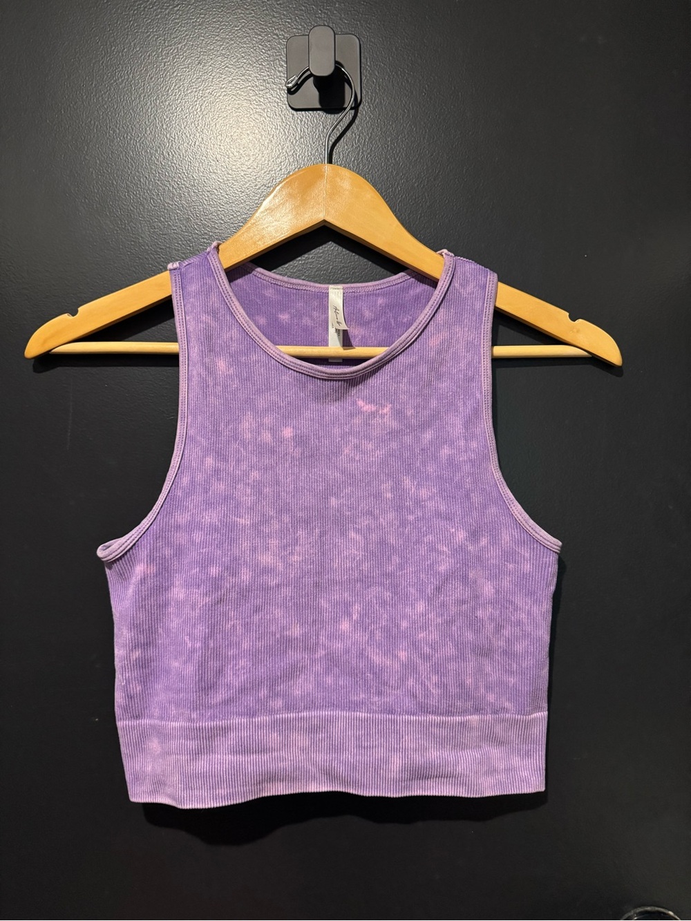 Active USA Purple Tie-Dye Ribbed Crop Tank